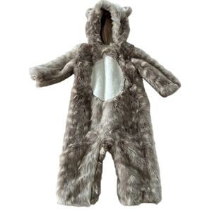 Pottery Barn Kids Woodland Creatures Fawn Faux Fur Snowsuit Costume 12/18M